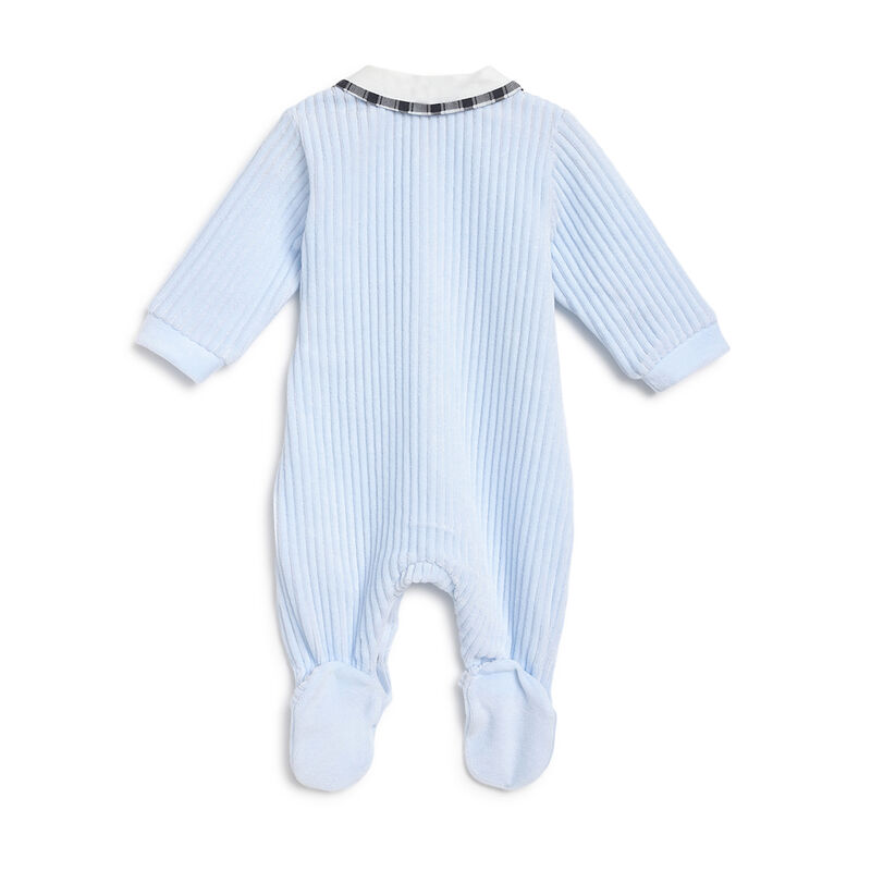 Boys Light Blue Applique Front Opening Babysuit image number 1